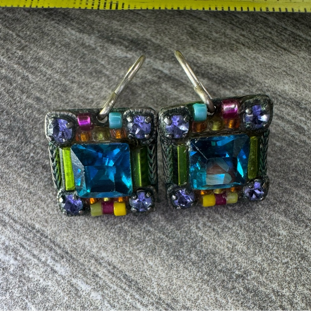 Dainty Multicolor Square Firefly Earrings